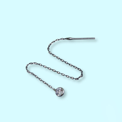 925 Sterling Silver Threader Earrings with Cubic Zirconia Crystals