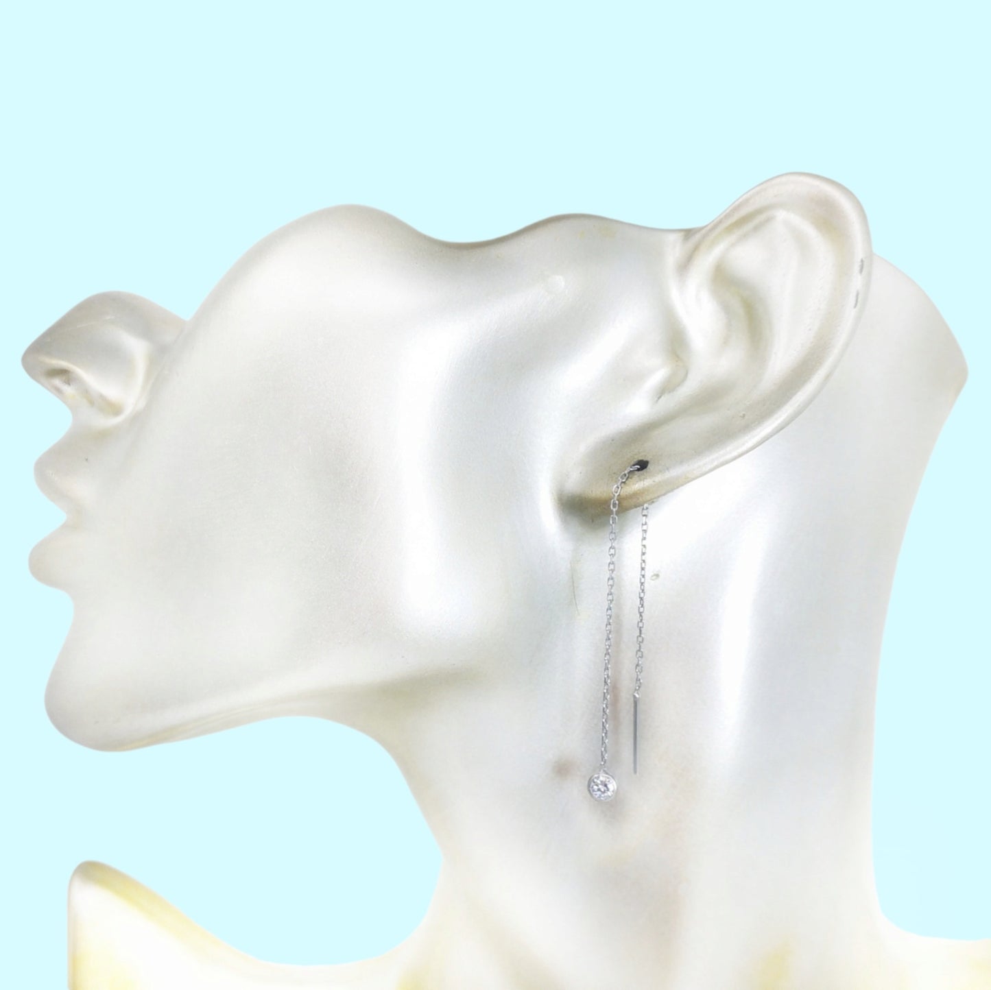 925 Sterling Silver Threader Earrings with Cubic Zirconia Crystals