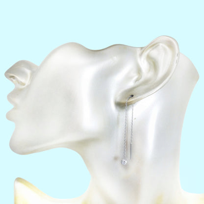925 Sterling Silver Threader Earrings with Cubic Zirconia Crystals