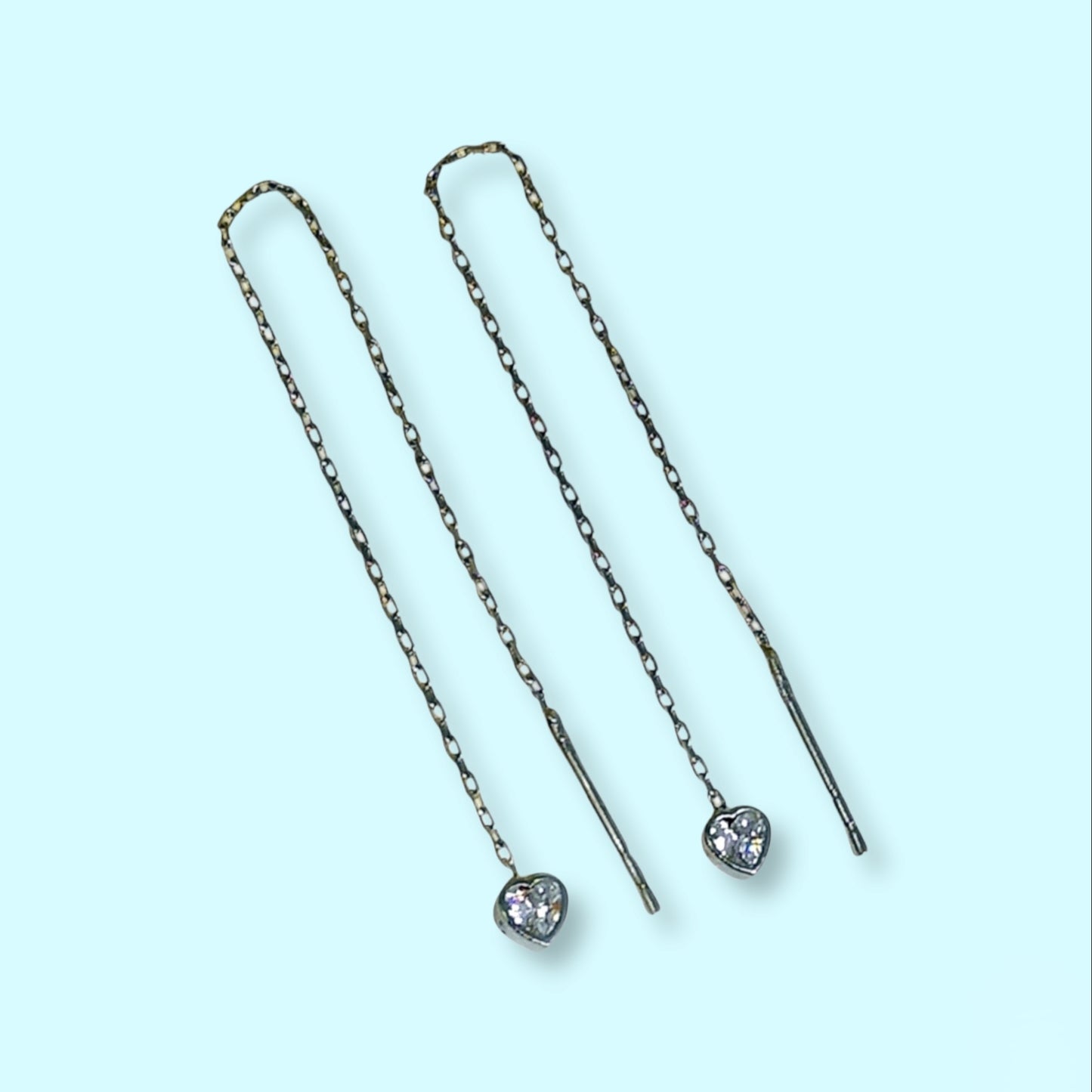 925 Sterling Silver Threader Earrings with Cubic Zirconia Crystals