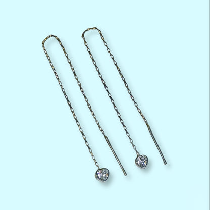 925 Sterling Silver Threader Earrings with Cubic Zirconia Crystals