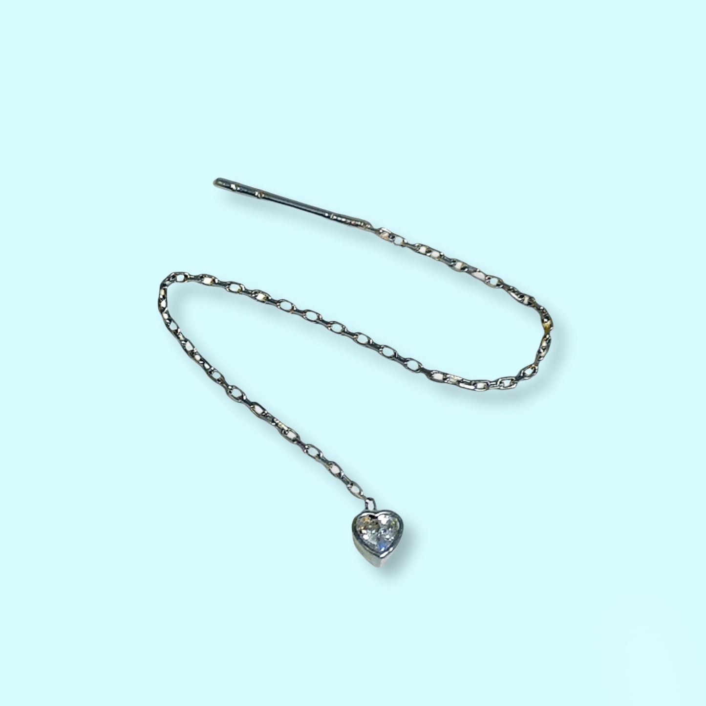 925 Sterling Silver Threader Earrings with Cubic Zirconia Crystals