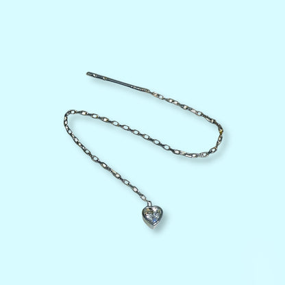 925 Sterling Silver Threader Earrings with Cubic Zirconia Crystals