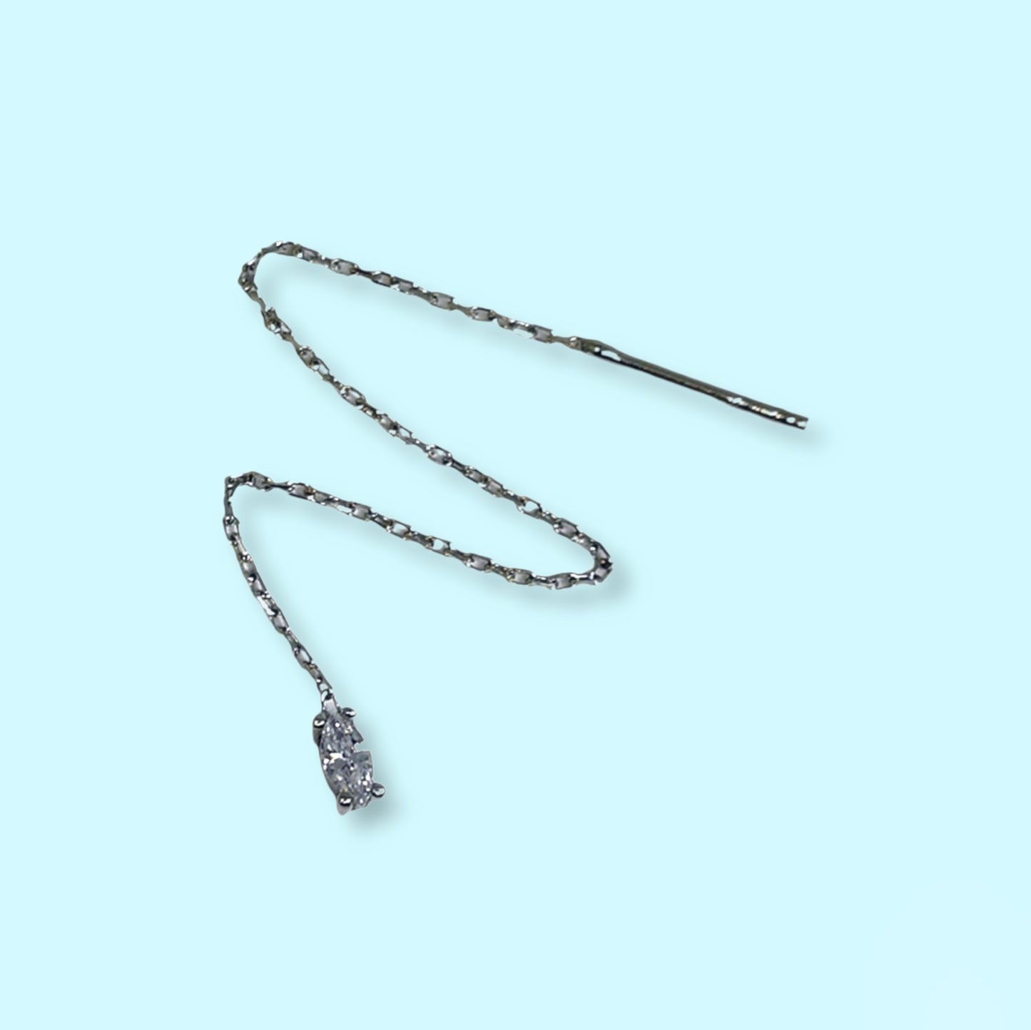 925 Sterling Silver Threader Earrings with Cubic Zirconia Crystals