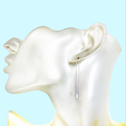 925 Sterling Silver Threader Earrings with Cubic Zirconia Crystals