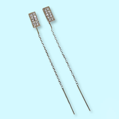 925 Sterling Silver Threader Earrings with Cubic Zirconia Crystals