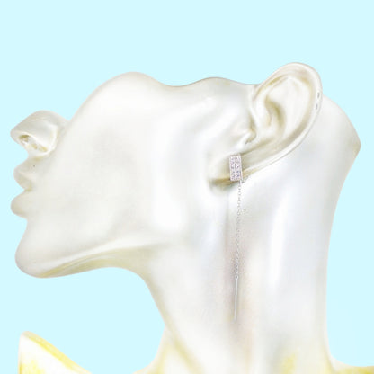 925 Sterling Silver Threader Earrings with Cubic Zirconia Crystals