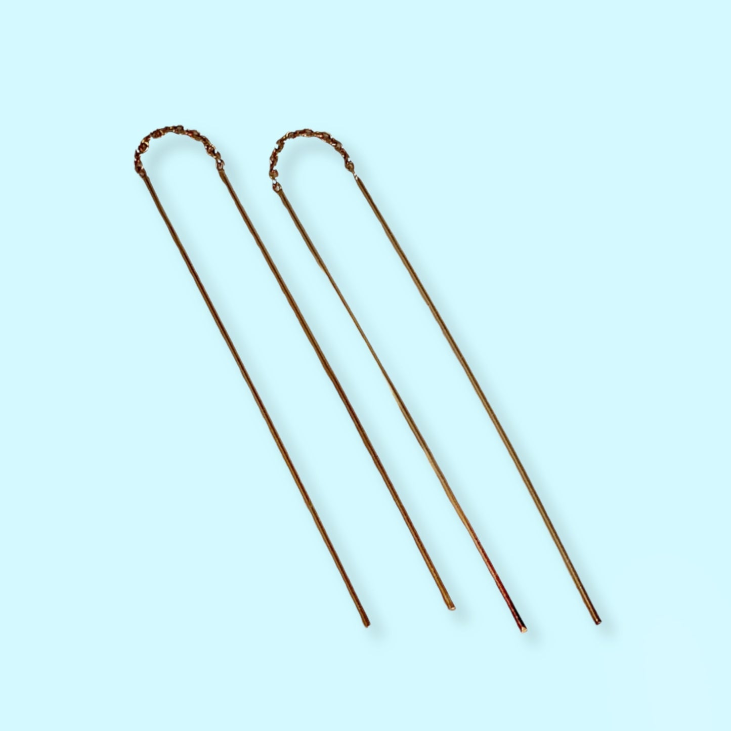 925 Sterling Silver Threader Earrings, 14K Rose Gold plated