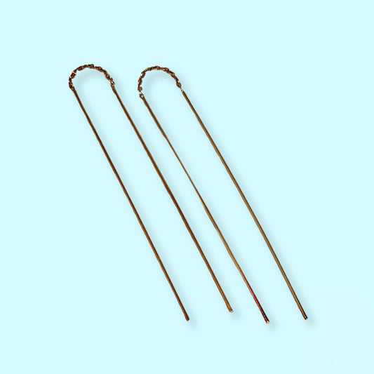 925 Sterling Silver Threader Earrings, 14K Rose Gold plated