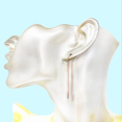 925 Sterling Silver Threader Earrings, 14K Rose Gold plated