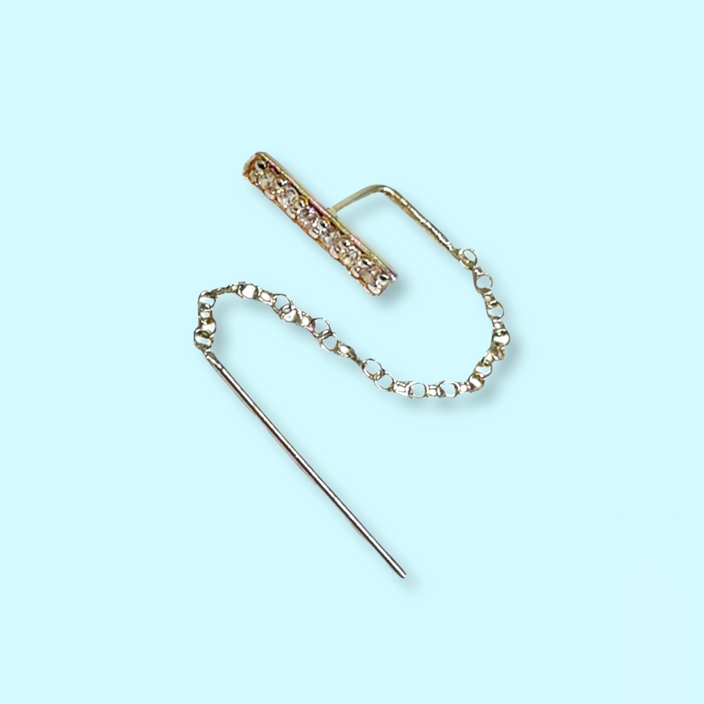 925 Sterling Silver Threader Earrings with Cubic Zirconia Crystals