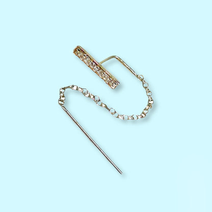 925 Sterling Silver Threader Earrings with Cubic Zirconia Crystals