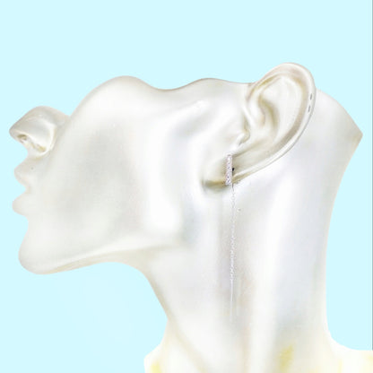 925 Sterling Silver Threader Earrings with Cubic Zirconia Crystals