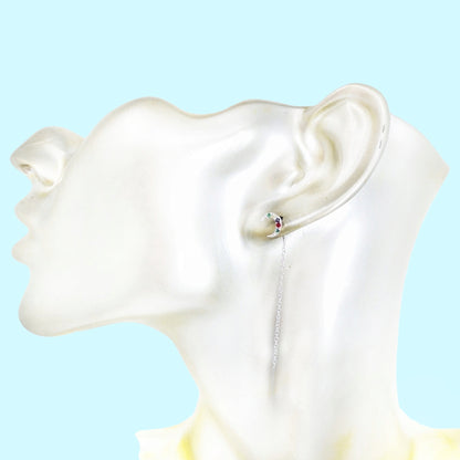 925 Sterling Silver Threader Earrings with Cubic Zirconia Crystals