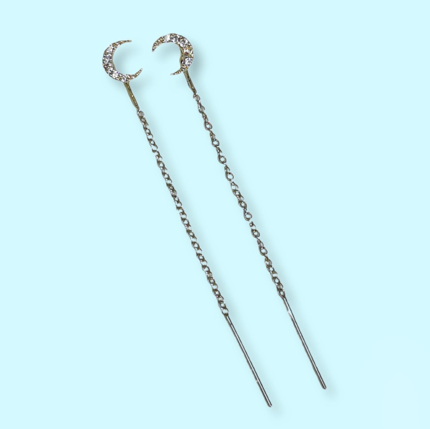 925 Sterling Silver Threader Earrings with Cubic Zirconia Crystals