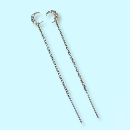 925 Sterling Silver Threader Earrings with Cubic Zirconia Crystals