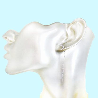 925 Sterling Silver Threader Earrings with Cubic Zirconia Crystals