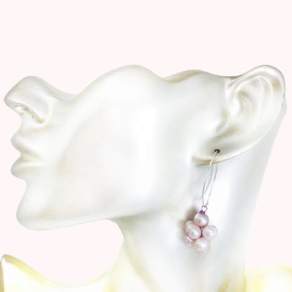 925 Sterling Silver Hook Earrings with Authentic Freshwater Pearls