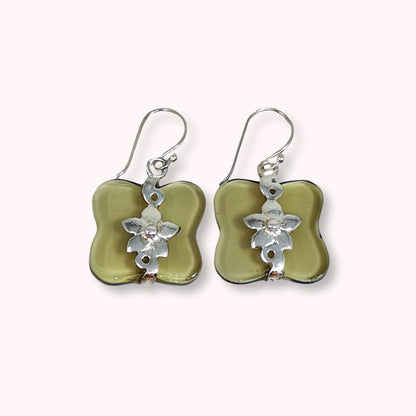 925 Sterling Silver Hook Earrings with Authentic Smoky Quartz