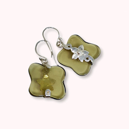 925 Sterling Silver Hook Earrings with Authentic Smoky Quartz