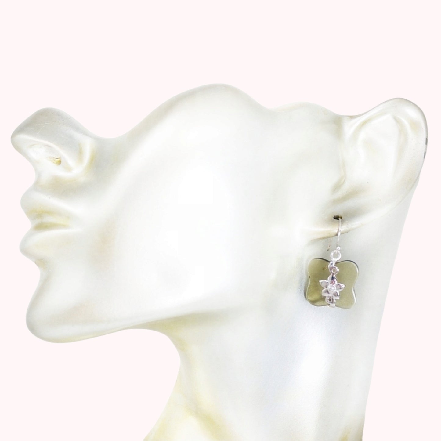 925 Sterling Silver Hook Earrings with Authentic Smoky Quartz