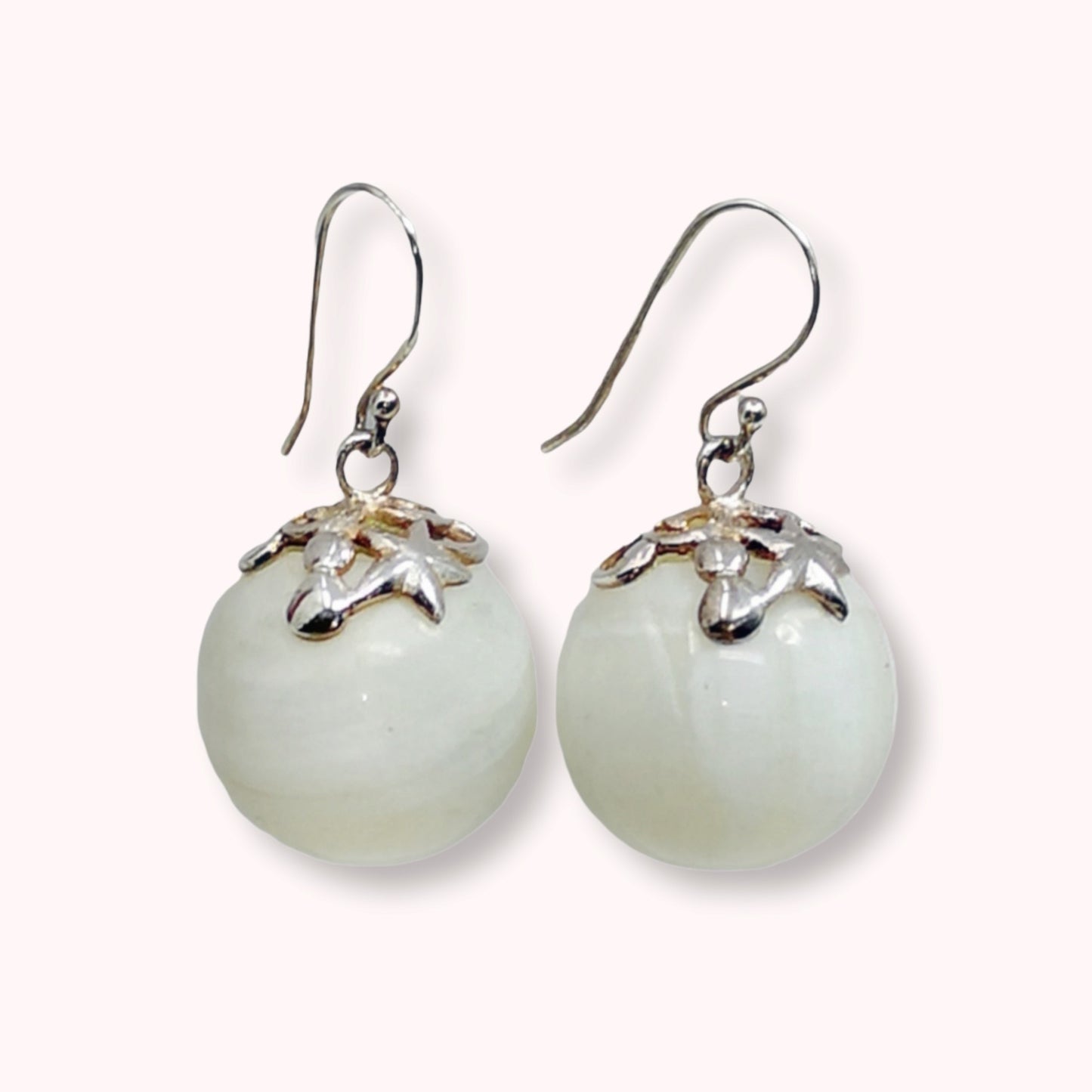 925 Sterling Silver Hook Earrings with Authentic Mother of Pearl