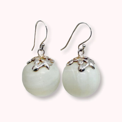 925 Sterling Silver Hook Earrings with Authentic Mother of Pearl
