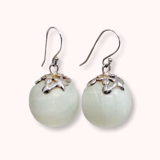 925 Sterling Silver Hook Earrings with Authentic Mother of Pearl