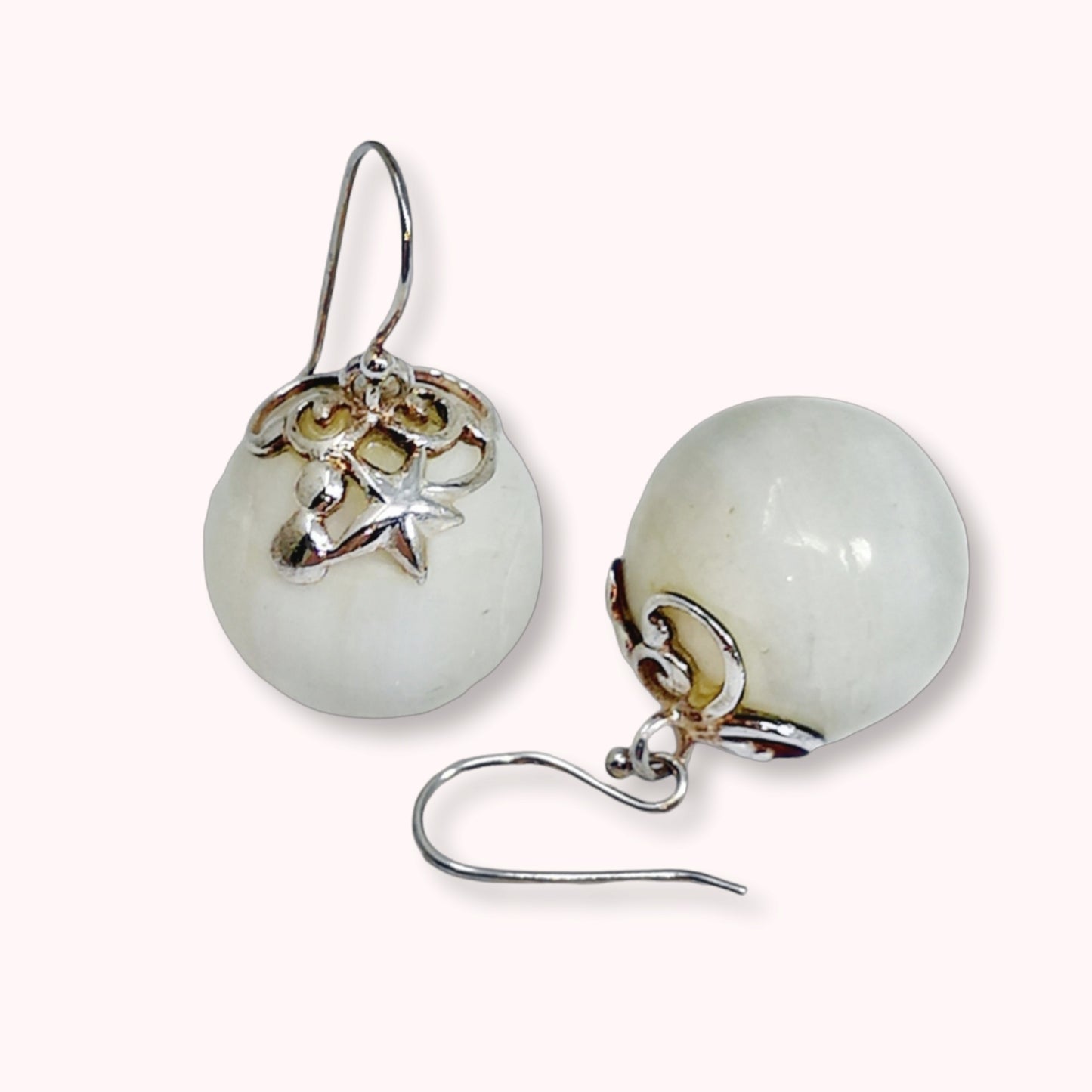 925 Sterling Silver Hook Earrings with Authentic Mother of Pearl