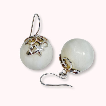 925 Sterling Silver Hook Earrings with Authentic Mother of Pearl