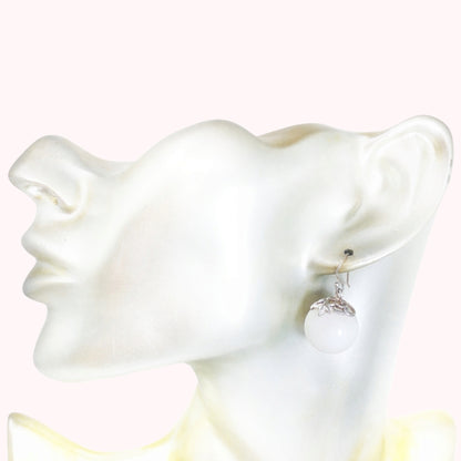 925 Sterling Silver Hook Earrings with Authentic Mother of Pearl