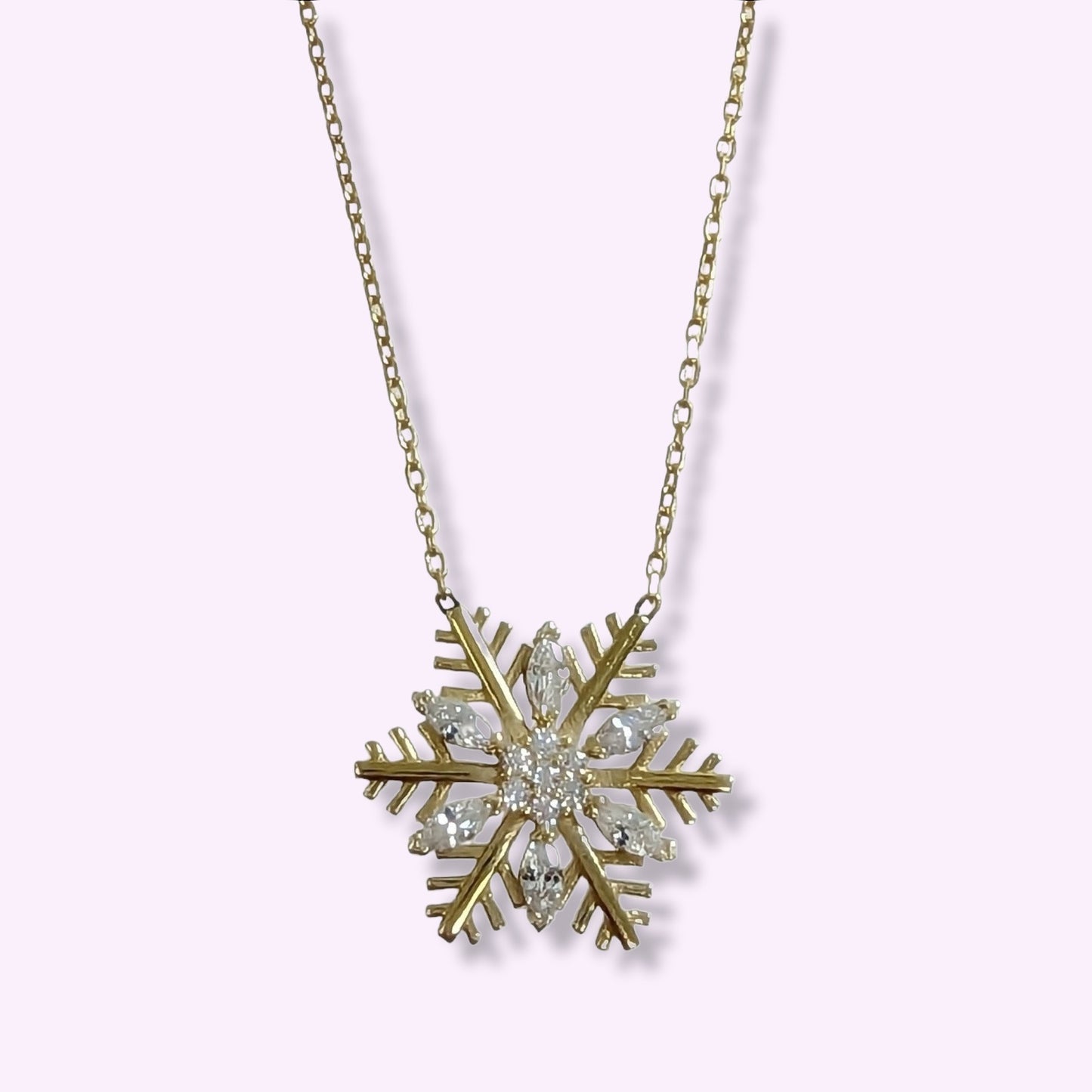 925 Sterling Silver Women's Necklace With Cubic Zirconia Crystals, 14K Gold plated