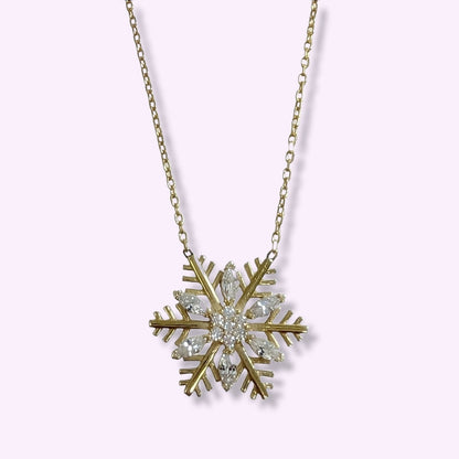 925 Sterling Silver Women's Necklace With Cubic Zirconia Crystals, 14K Gold plated