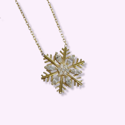 925 Sterling Silver Women's Necklace With Cubic Zirconia Crystals, 14K Gold plated