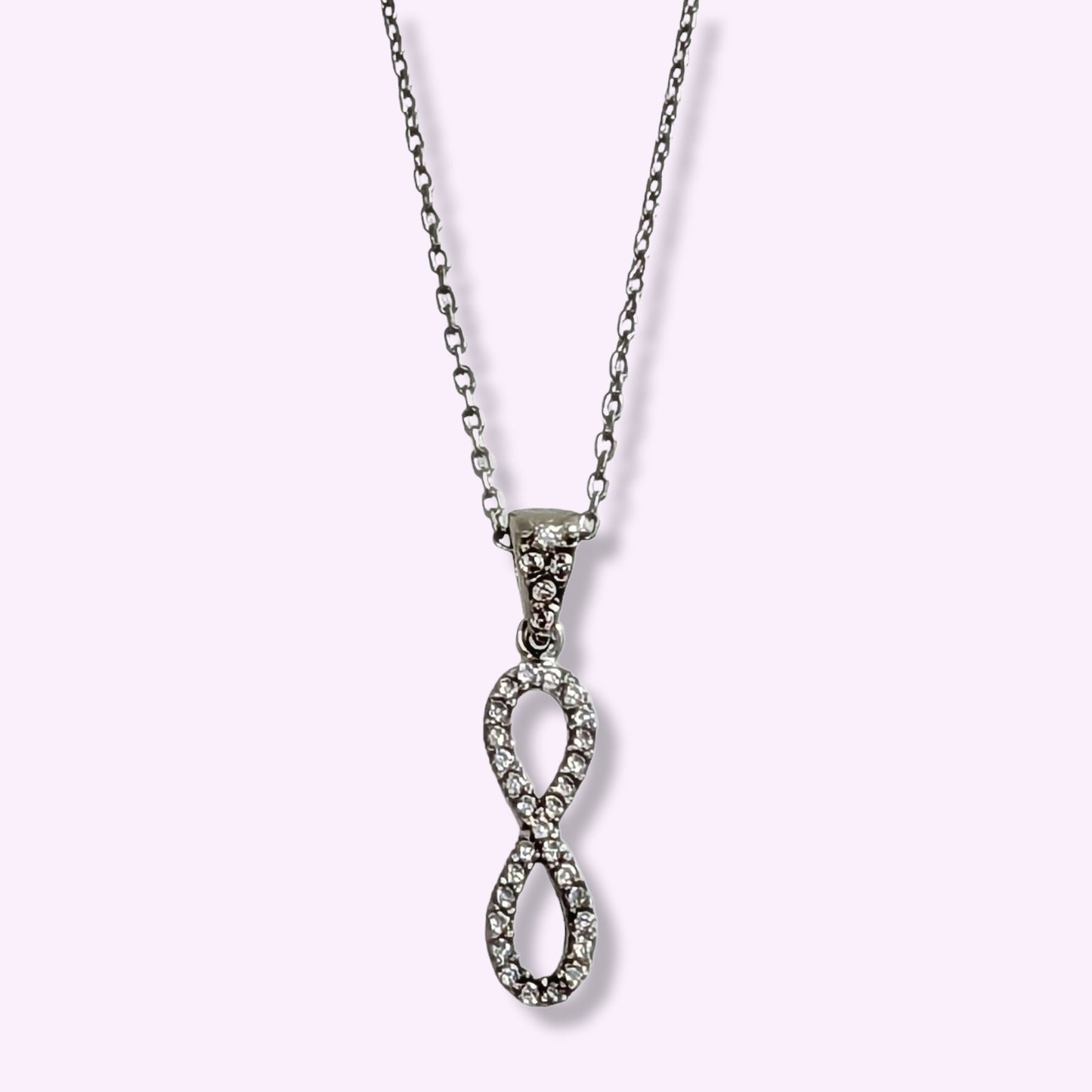 925 Sterling Silver Women's Necklace With Cubic Zirconia Crystals *Infinity Necklace