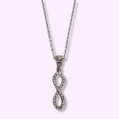 925 Sterling Silver Women's Necklace With Cubic Zirconia Crystals *Infinity Necklace