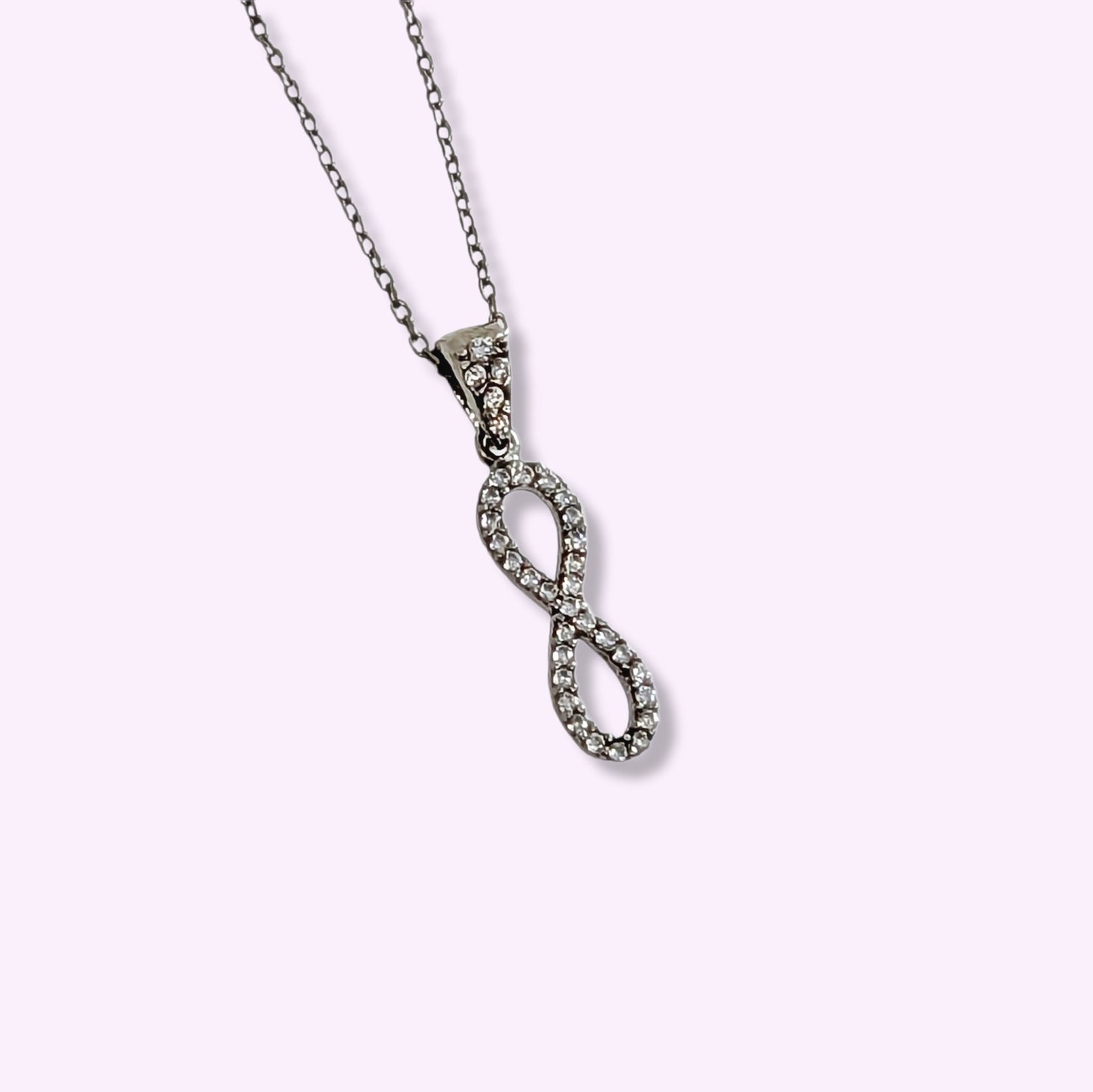 925 Sterling Silver Women's Necklace With Cubic Zirconia Crystals *Infinity Necklace