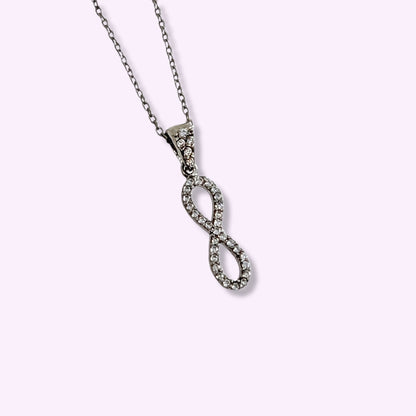 925 Sterling Silver Women's Necklace With Cubic Zirconia Crystals *Infinity Necklace