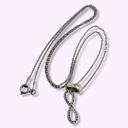 925 Sterling Silver Women's Necklace With Cubic Zirconia Crystals *Infinity Necklace
