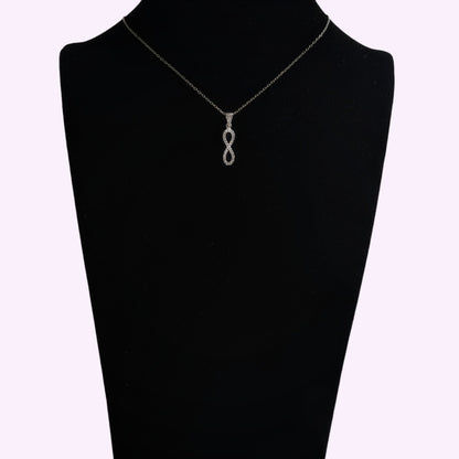 925 Sterling Silver Women's Necklace With Cubic Zirconia Crystals *Infinity Necklace