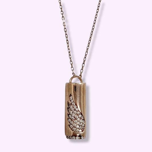 925 Sterling Silver Women's Necklace With Cubic Zirconia Crystals, 14K Rose Gold plated