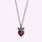 925 Sterling Silver Women's Necklace With Cubic Zirconia Crystals *Strawberry & Heart Necklace