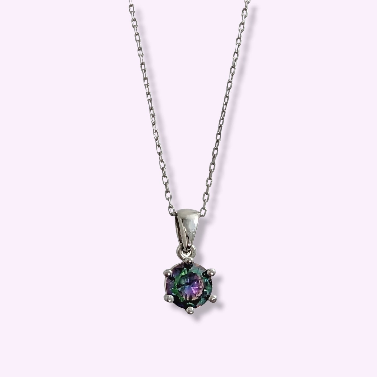 925 Sterling Silver Women's Necklace With Mystic Topaz