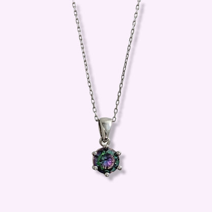 925 Sterling Silver Women's Necklace With Mystic Topaz