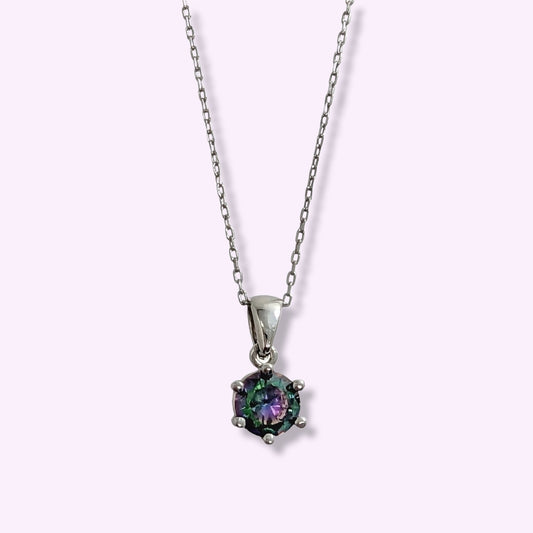 925 Sterling Silver Women's Necklace With Mystic Topaz