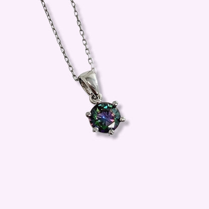 925 Sterling Silver Women's Necklace With Mystic Topaz