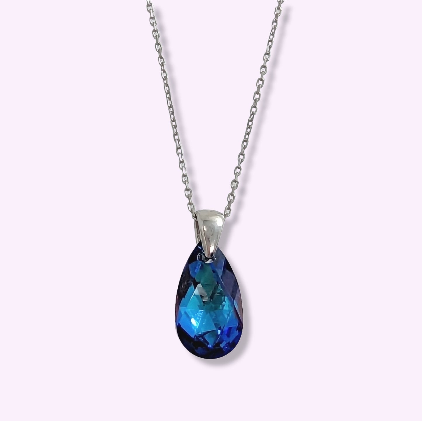 925 Sterling Silver Women's Necklace With Teardrop Crystal
