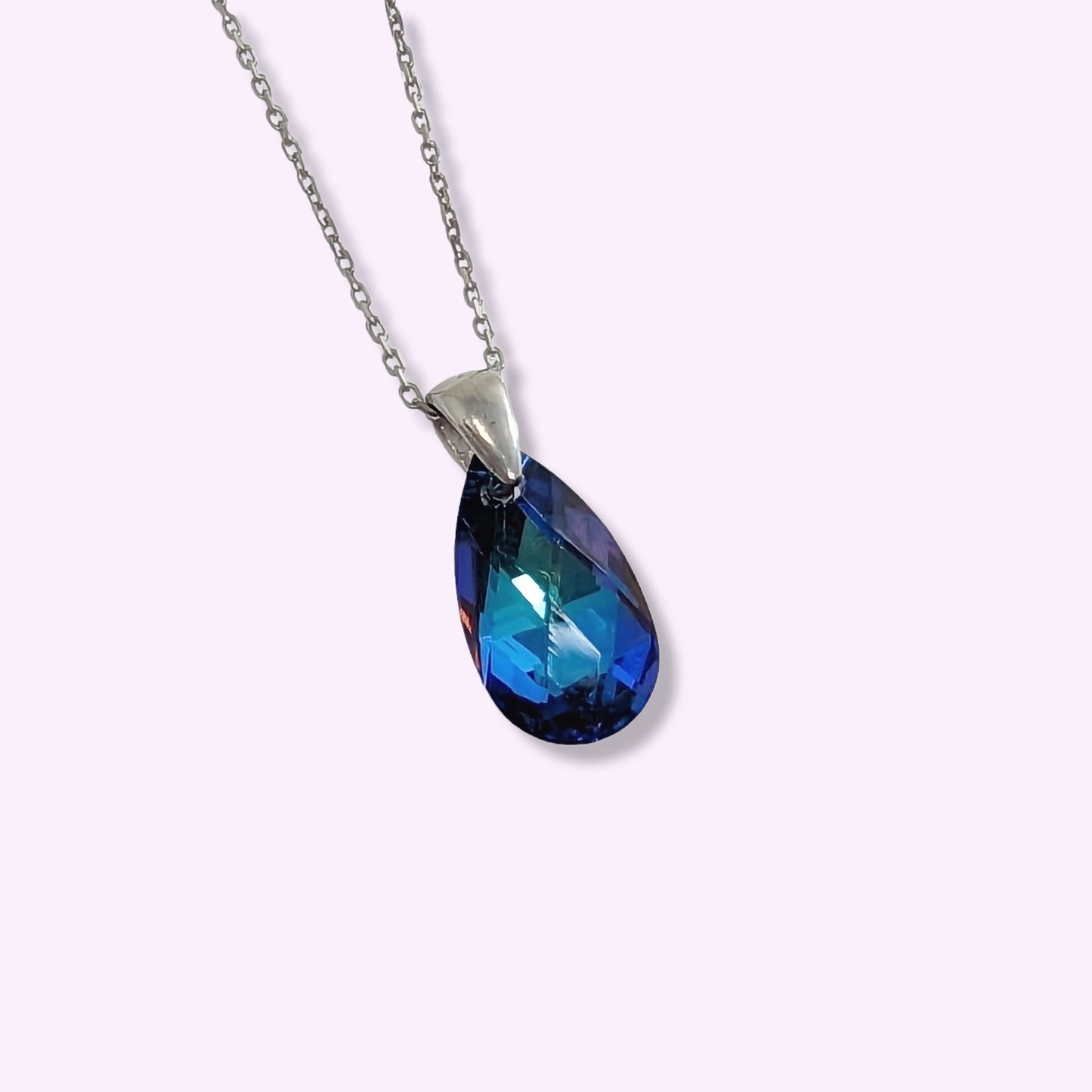 925 Sterling Silver Women's Necklace With Teardrop Crystal
