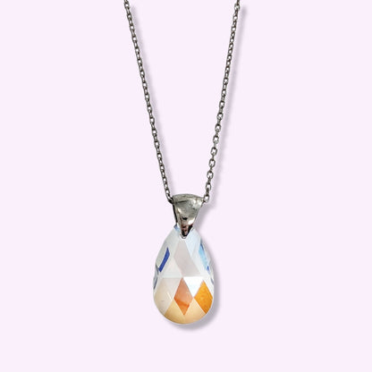 925 Sterling Silver Women's Necklace With Teardrop Crystal