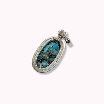 925 Sterling Silver Women's Pendant With Authentic Copper Turquoise Gemstone